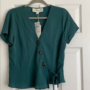 Forest green peplum blouse
